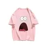 Bob Esponja Patrick Estrela Estampa 3D Manga Curta Gola Redonda Masculino Versátil Manga Curta Verão Fofo Solto Top Camiseta