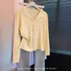 Camisa Base con Solapa de Encaje Estilo Chanel para Mujer, Nuevo Top de Punto Coreano Otoñal con Cuello Semiabierto y Acabado de Lujo para Chicas a la Moda