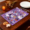Serie de Halloween Transfronteriza Tela Cuadros Manteles Individuales, Manteles Individuales, Sala de Estar, Mesa de Comedor Occidental, Decoración de Cafetería, Aislamiento Térmico Personalización
