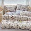 Juego de cuatro piezas de algodón puro estilo Mori Cubierta de edredón individual de algodón Ropa de cama Dormitorio Sábana de tres piezas Juego para las cuatro estaciones