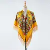 Bufanda Chal Grande para Mujer Estilo Étnico Xinjiang Ruso Ucraniano con Borlas Otoño e Invierno Bufanda Cuadrada Grande Estampada Retro