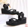 Sandalias de cuña tejidas de verano transfronterizas europeas y americanas para mujer 2025 Nuevas Talla Grande Plataforma de Suela Gruesa Sandalias con Hebilla de Exportación 43