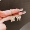 Plata S925 Arete de Hebilla Coreano de Lazo y Perla Diseño de Celebridad de Internet Moda Personalidad Anillo de Oreja Diamante Super Brillante Joyería para la Oreja