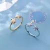 Anel de Prata Estilo Coreano Tartaruga e Estrela do Mar Fofo para Mulheres, Moderno e Elegante, Anel de Zircônia Fresco e Simples, Joia Doce para Mãos
