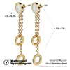 Brincos Redondos de Alto Padrão Transfronteiriços para Mulheres, Aço Titânio Galvanizado a Ouro 18K com Brincos de Concha Incrustados com Diamantes, Acessórios de Orelha da Moda de Luxo Leve