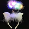 Diadema de ángel con corona para mujer, diadema luminosa de plumas, red de gas de hada, moño de pelo rojo con pasador de luz, puesto de juguetes al por mayor