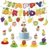 Banner de Cumpleaños Temático de Frutas Frescas Transfronterizo Adorno para Pastel de Fiesta de Cumpleaños de Bebé Set de Decoración para Fiesta Temática