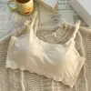 Ropa Interior Transpirable de Seda Helada para Mujer, Sujetador Deportivo Push-Up Estilo Coreano sin Aros, Camisola Transpirable para Chicas Jóvenes y Estudiantes