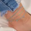Joyería Transfronteriza Europea y Americana Cadena Plana de Serpiente Simple y Personalizada Cadena Retorcida Juego de Tres Piezas para el Tobillo Nuevo Tobillera de Moda para Mujer