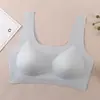 Sutiã Liso de Seda de Gelo Cor Sólida com Alças Largas, Confortável, Respirável, Versátil, Sem Costura e Push-Up
