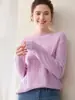 26 Outono Inverno Novo Suéter de Caxemira Pura Tricô de Trança Feminino Gola Redonda Estilo Suave Padrão Aran Tricô Camada de Base Top