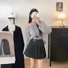 Falda plisada de cintura alta estilo universitario para mujer, talla grande, falda corta a cuadros con bloques de color para primavera, línea A, adelgazante y que cubre las caderas