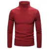 Suéter de otoño e invierno para hombre de estilo coreano, manga larga, ajustado, cuello alto, elástico, en stock, camisa base de punto para hombres jóvenes