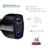 Carregador de carro inteligente transfronteiriço um para três cabeça de carregamento rápido Tipo-C QC3.0 USB multi-porta carro PD cabeça de carregamento