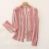 2024 Principios de Otoño Nuevo Estilo Coreano Degradado Tie-Dye Rayado Suéter Delgado de Punto para Mujer Bloque de Color Cuello Semiabierto Camisa de Manga Larga Protectora del Sol