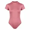 Maillot de Ballet Azul Marino de Cuello Redondo y Manga Corta para Mujer