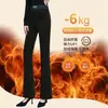 Pantalones largos de chenilla gruesa con forro polar, de cintura alta, con estampado de letras para mujer, otoño e invierno, estilo mamá de mediana edad, pantalones acampanados de felpa casual
