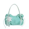 Bolsa tote plissada com estampa de bolinhas e estrelas estilo coreano, nicho, para mulheres, nova 2026, versátil, grande capacidade, de ombro e para usar sob o braço, para o trabalho