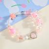 Pulsera de Plata Blanca con Estrellas, Camelia Rosa con Esmalte Rosa de Hada, Pulsera de Amor para Niños, Pulsera para Novia