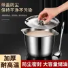 [Antiescaldado de Doble Asa] Tanque de Manteca de Acero Inoxidable Olla de Manteca de Doble Asa con Tapa Hogareña Resistente a Altas Temperaturas Barril de Manteca de Gran Capacidad