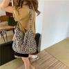 Corea del Sur Ins Bolsa de Lona Estampado Leopardo Un Hombro Cruzado Bolsa de Niña Combinación Total Bolsa de Tela Gran Capacidad Bolso Tote de Un Hombro
