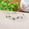 Pulsera de Plata de Ley S925 Yilu con Jaspe de Jade Hetian Natural Estilo Nuevo Chino Retro Hoja Jade Joyería de Plata Al por Mayor