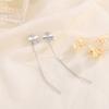 Verano nuevo trébol de cuatro hojas de la suerte línea para la oreja femenina verano simple temperamento diamante incrustado circonita pendientes de botón perforación de oreja