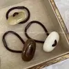 Cuerda para el pelo práctica de botón combinable Anillo para el pelo de resina color toffee Cuerda para el pelo Goma para coleta alta Bola de tendón Cubre pelo Accesorios para el pelo para mujer