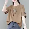 Camiseta de manga corta de marca con superávit de comercio exterior transfronterizo para mujer, top nuevo a la moda y juvenil de estilo chino para madres