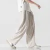 Pantalones de Lino Pantalones de Hombre Delgados Estilo Chino Sueltos de Pierna Recta Pantalones Casuales Deportivos de Verano de Algodón y Lino para Hombre
