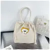 Novo Estilo Simples e Elegante Cordão Cordão Lona de Algodão Puro Meninas Passeio Maquiagem Portátil Bolsa Tote para Celular