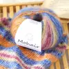 Mohair de gradiente colorido 25g tejido a mano diy bufanda sombrero de lana cabeza teñida mohair listo para usar