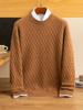 Suéter de Caxemira de Montanha 100% Masculino Inverno Espessado Jacquard Gola Redonda Casual Solto Tricô Básico Suéter Suéter Masculino