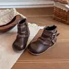 Botas para Niñas 2026 Otoño/Invierno Nuevo Estilo Más Terciopelo Botas Martin Botines Cortos Cuadros Versátiles Botas de Moda Elegantes Botas de Cuero Modernas