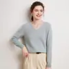 Nuevo Suéter de Cachemir 100% Puro para Mujer Otoño e Invierno, Suéter Base de Punto Liso sin Costuras Cuello en V, Suéter Corto Versátil Cálido