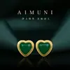 2025 Aretes Verdes de Amor Chapados en Oro Material de Imitación de Jade Vintage Nicho Entrada Lujo Moda Celebridad de Internet Venta en Vivo Aretes