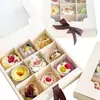 Caja de 9 tazas para muffins con ventana transparente, celebridad de internet, caja de postre blanca de nueve compartimentos, caja de embalaje para macarrón y cupcake