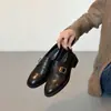 Zapatos de Mujer de Cuero Suave Estilo Retro con Punta Redonda y Tacón Medio 2026 Primavera Nuevos Mocasines de Cuero Genuino con Tacón Grueso y Hebilla Metálica