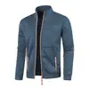 Suéter de punto con cremallera larga para hombre, mangas finas de terciopelo, top moderno, suéter con empalme articulado, chaqueta, talla grande para hombre
