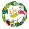 En stock Fiesta temática hawaiana de flamenco Aloha vajilla plato de papel servilleta vaso de papel traje de fiesta de papel