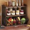 Estante de almacenamiento de cesta de verduras estante de almacenamiento de verduras de cocina cesta de almacenamiento de hierro forjado cesta de almacenamiento de encimera de frutas y verduras para el hogar