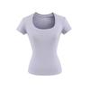 Top de Manga Curta de Lyocell Fresco de Seda Gelo Verão 2025 Novo Decote U Grande Look Slim Cintura Camiseta Básica