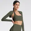 Roupa de Yoga Transfronteiriça Europeia e Americana, Cardigã Fino de Manga Longa Feminino para Verão, Jaqueta de Yoga, Top Esportivo com Sensação de Pele Nu e Acabamento de Alta Qualidade