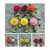 Nuevo Toque Hidratante Flor Artificial Fabricante Dalia Táctil de 3 Cabezas Peonía Amarilla Boda Decoración Suave Decoración del Hogar