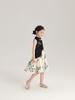 Nuevo Vestido de Verano 2024 para Niños Estilo Nacional Estampado de Bambú Negro y Blanco Empalmado Vestido Cheongsam para Niñas Mostrando Elegante