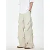 Pantalones de Trabajo Militares Retro Americanos para Hombre, Diseño Plegado de Verano, Pierna Ancha Sueltos Rectos Casuales