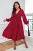 Outono e Inverno Vestido Grande Elegante Artístico Vermelho Tamanho Grande Algodão Europeu e Americano Elegante Roupa de Trabalho Bolinhas Manga Longa Roupa Feminina