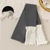Leggings femininas estilo outono e inverno meia de nove pontos algodão renda emendada meias franzidas onda d'água escovado meias base infantis
