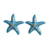 Conjunto de três peças de brinco, anel e broche de estrela-do-mar e concha com estilo oceânico e efeito de gota de óleo, acessórios multicoloridos com bordas douradas vintage estilo férias