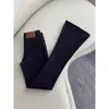 Jeans Acampanados Forrados de Polar Negro para Mujer, Tendencia Otoño e Invierno 2025, Nuevos Pantalones de Campana Elásticos de Cintura Alta Ajustados